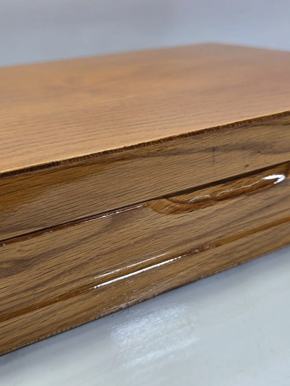 VTG MCM Wooden Anti Tarnish Silverware Flatware Storage Chest Box Holds 10 Slot